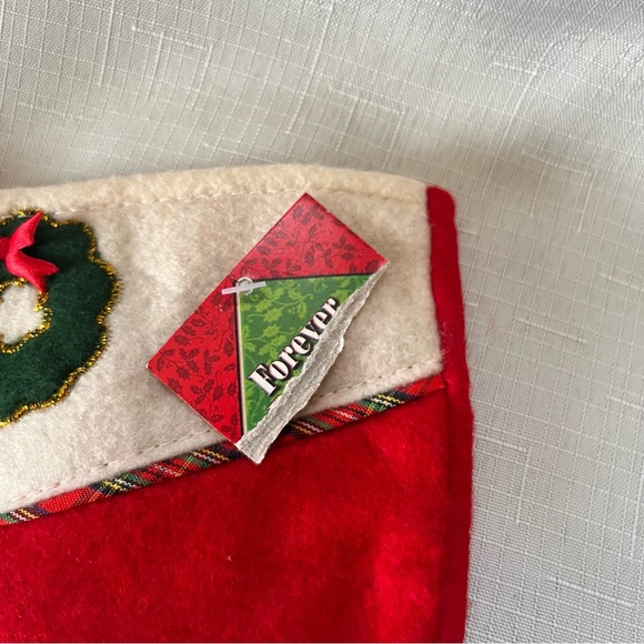 NWT Vintage Christmas Stocking with three pockets Felt Holiday Decor - Picture 3 of 11